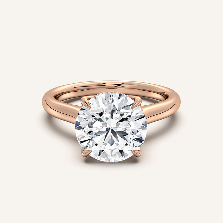 Image for Round Tulip Style Hidden Halo Engagement Ring | 14k Rose Gold