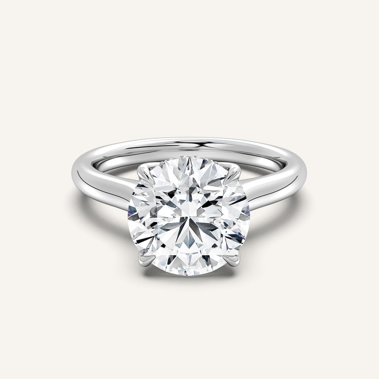 Image for Round Tulip Style Hidden Halo Engagement Ring | 14k White Gold