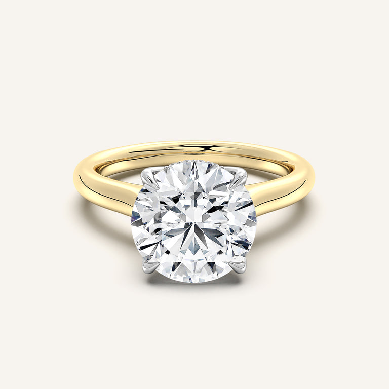 Image for Round Tulip Style Hidden Halo Engagement Ring | 14k Two Tone