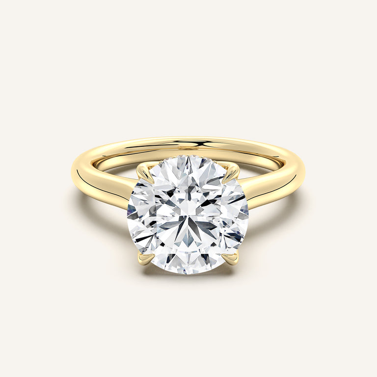 Image for Round Tulip Style Hidden Halo Engagement Ring | 14k Yellow Gold