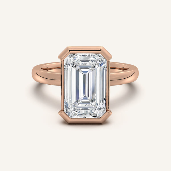 Half Bezel Engagement Ring | 18k Rose Gold