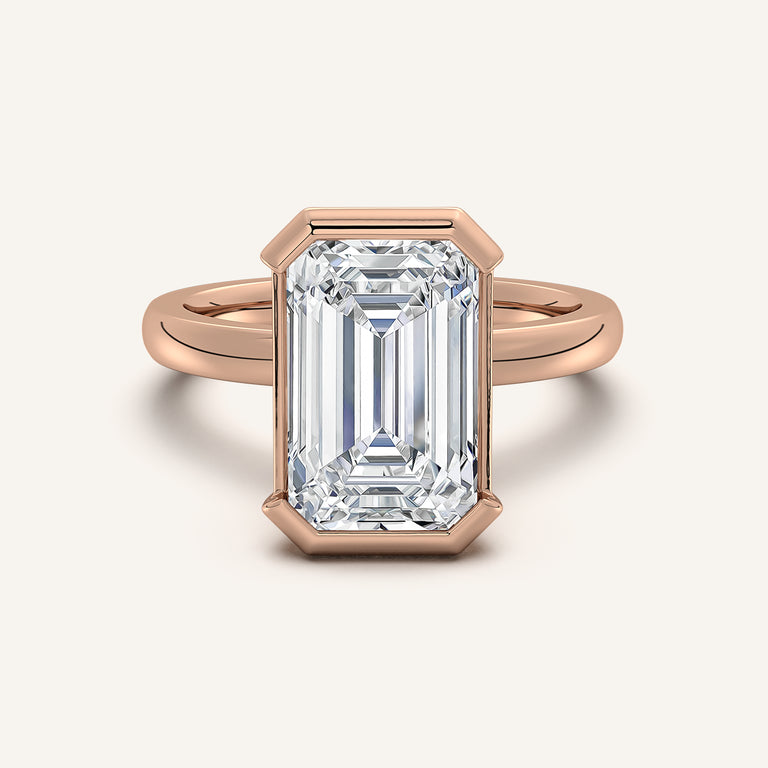 Image for Emerald Cut Half Bezel Engagement Ring | 18k Rose Gold