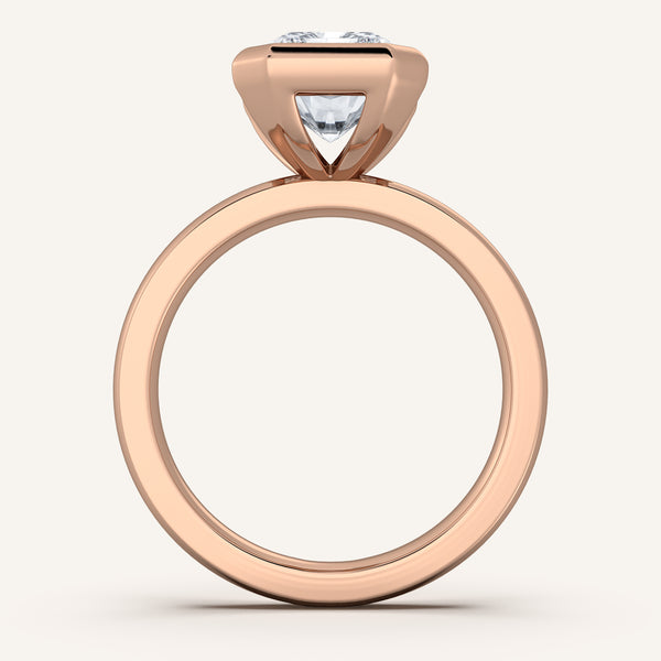 Half Bezel Engagement Ring | 18k Rose Gold