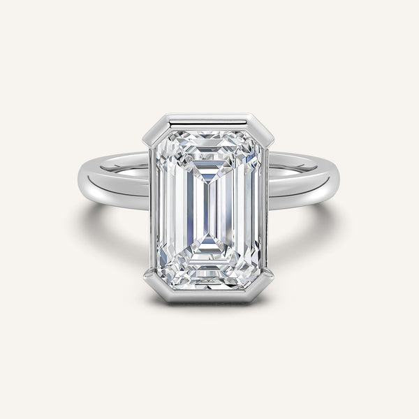 Half Bezel Engagement Ring | 18k White Gold