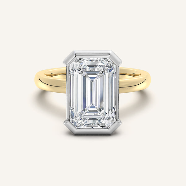 Half Bezel Engagement Ring | 14k Two Tone