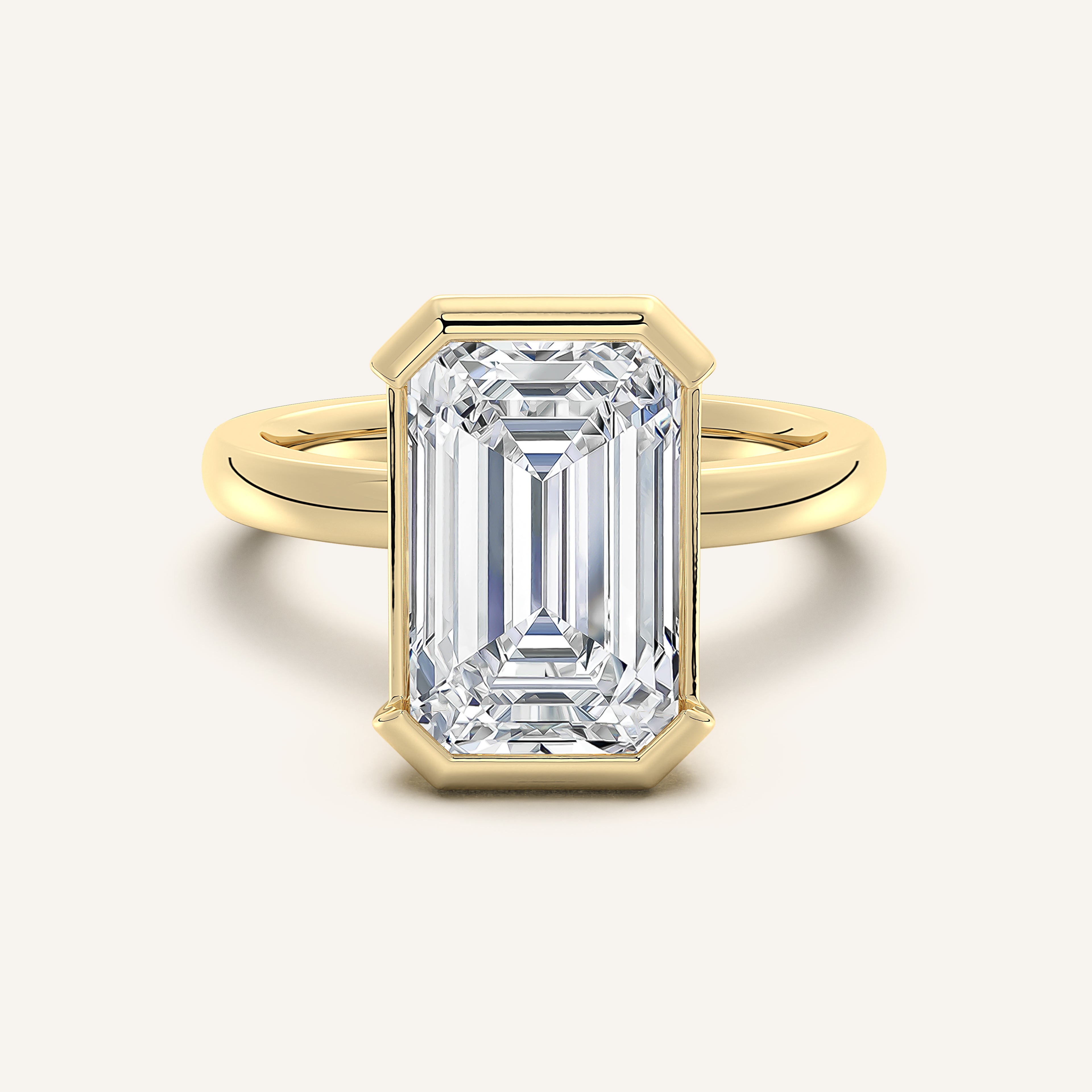 Image for Emerald Cut Half Bezel Engagement Ring | 14k Yellow Gold