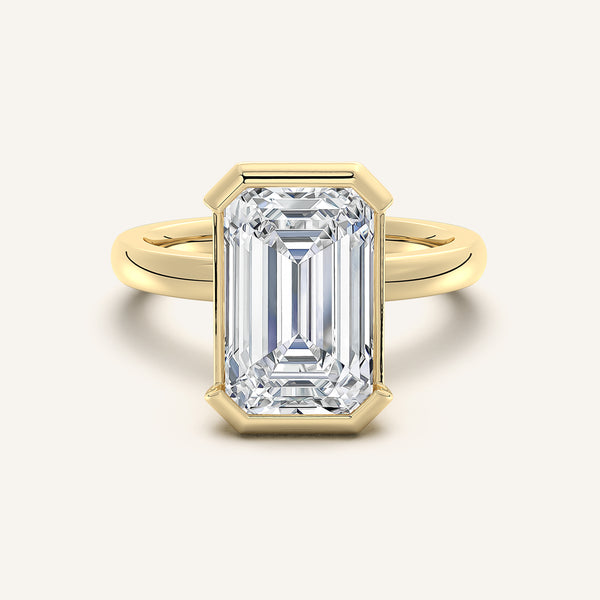 Half Bezel Engagement Ring | 14k Yellow Gold