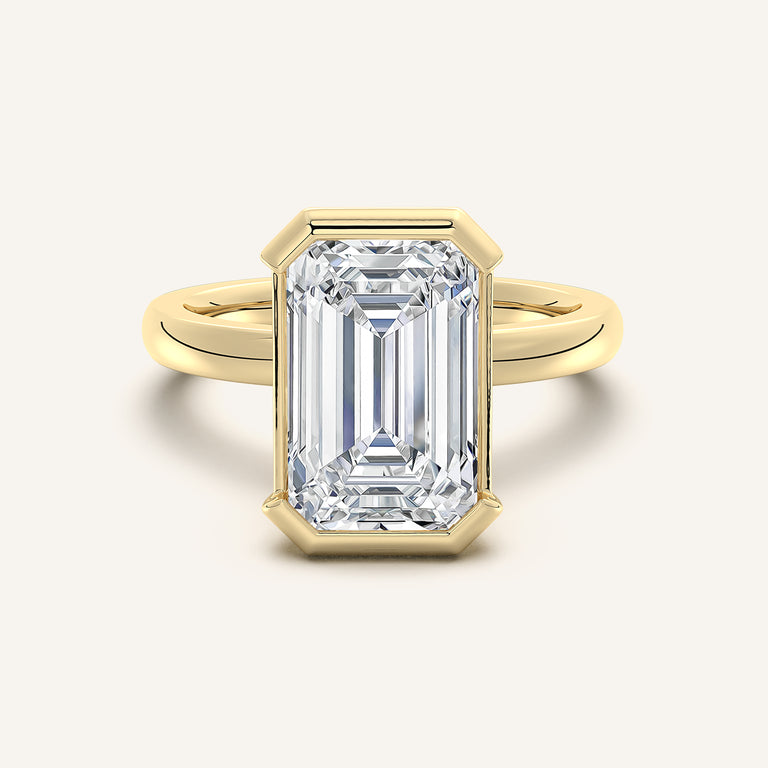 Image for Emerald Cut Half Bezel Engagement Ring | 14k Yellow Gold