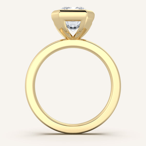 Half Bezel Engagement Ring | 18k Yellow Gold