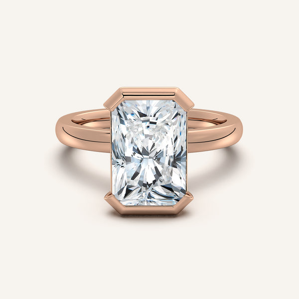 Half Bezel Engagement Ring | 14k Rose Gold