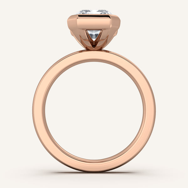 Half Bezel Engagement Ring | 18k Rose Gold