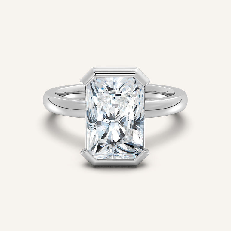 Image for Radiant Cut Half Bezel Engagement Ring | 18k White Gold