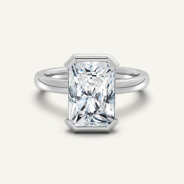 Half Bezel Engagement Ring | 18k White Gold