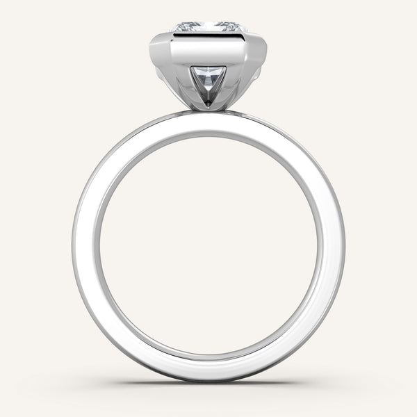 Half Bezel Engagement Ring | 18k White Gold