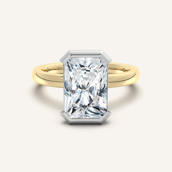 Half Bezel Engagement Ring | 14k Two Tone