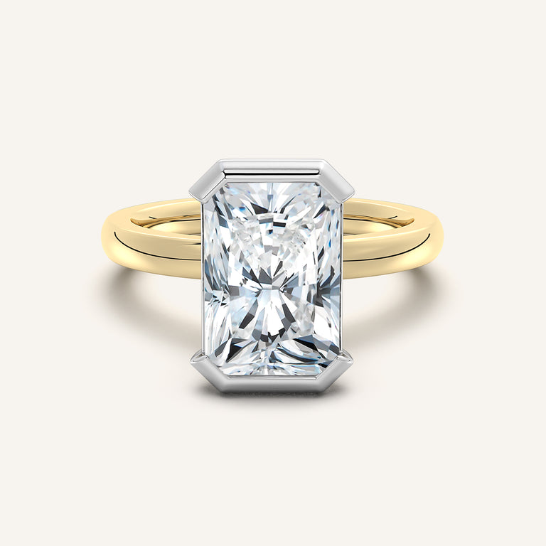 Image for Radiant Cut Half Bezel Engagement Ring | 18k Two Tone