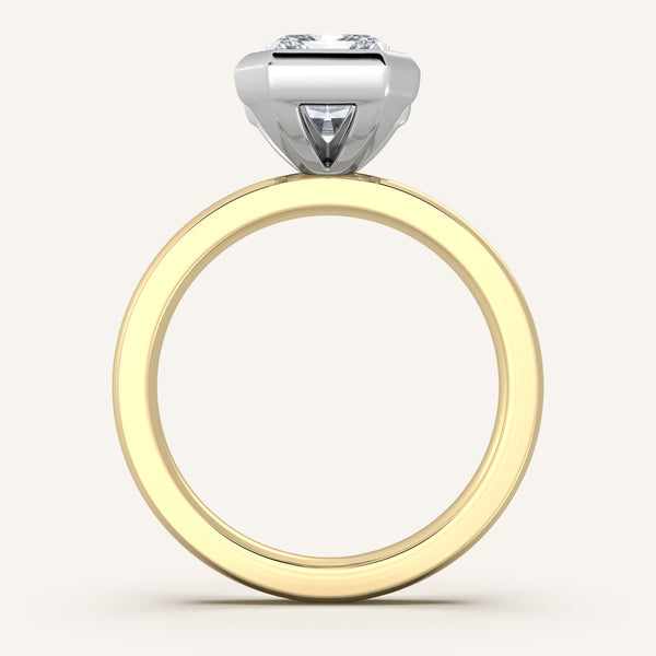 Half Bezel Engagement Ring | 14k Two Tone