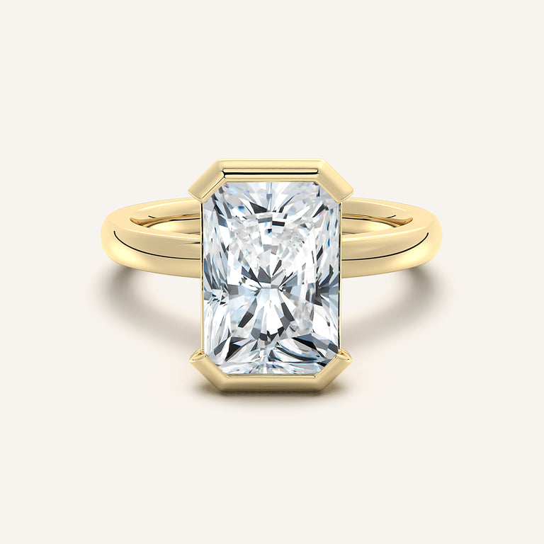 Image for Radiant Cut Half Bezel Engagement Ring | 18k Yellow Gold