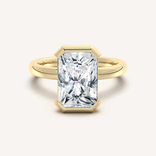 Half Bezel Engagement Ring | 18k Yellow Gold