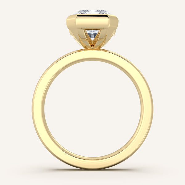 Half Bezel Engagement Ring | 14k Yellow Gold