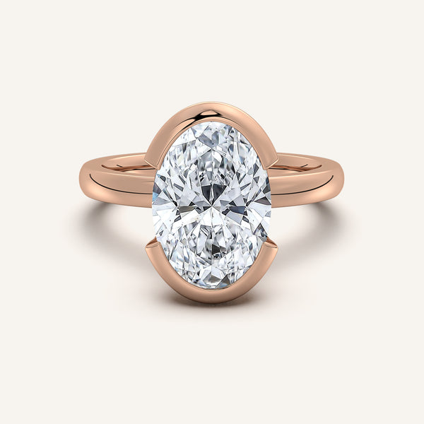 Half Bezel Engagement Ring | 14k Rose Gold
