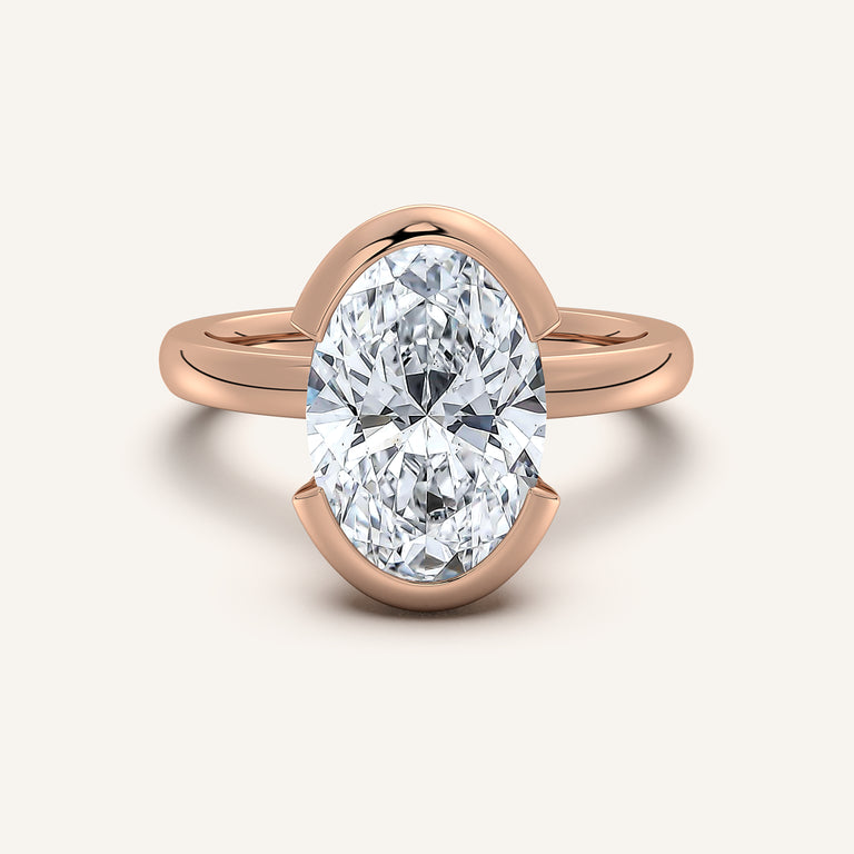 Image for Oval Half Bezel Engagement Ring | 18k Rose Gold