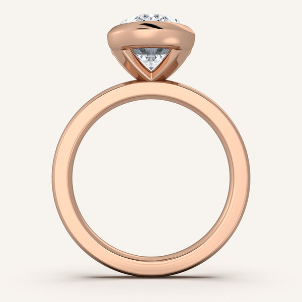 Half Bezel Engagement Ring | 18k Rose Gold