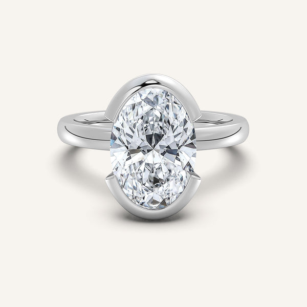 Half Bezel Engagement Ring | 14k White Gold