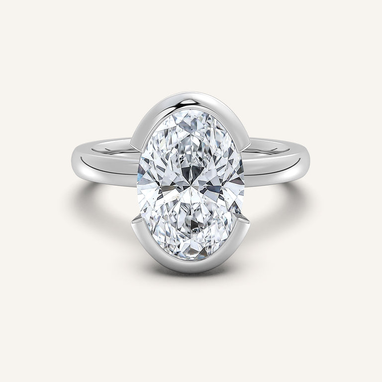 Image for Oval Half Bezel Engagement Ring | Platinum