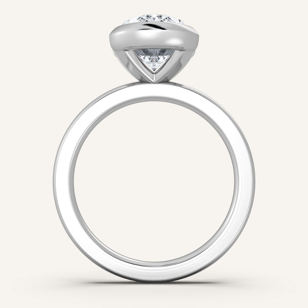 Half Bezel Engagement Ring | 18k White Gold