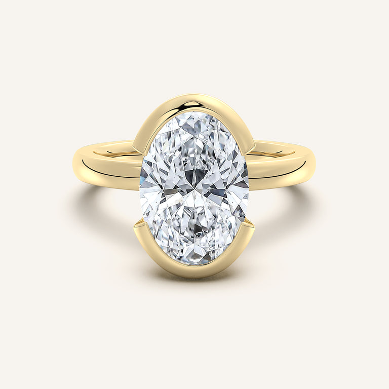Image for Oval Half Bezel Engagement Ring | 18k Yellow Gold