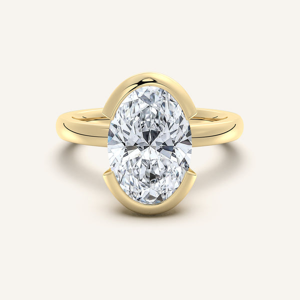 Half Bezel Engagement Ring | 18k Yellow Gold