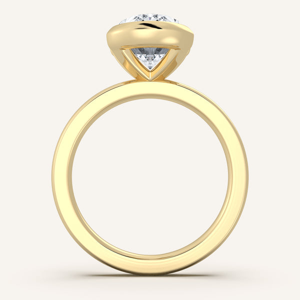 Half Bezel Engagement Ring | 14k Yellow Gold