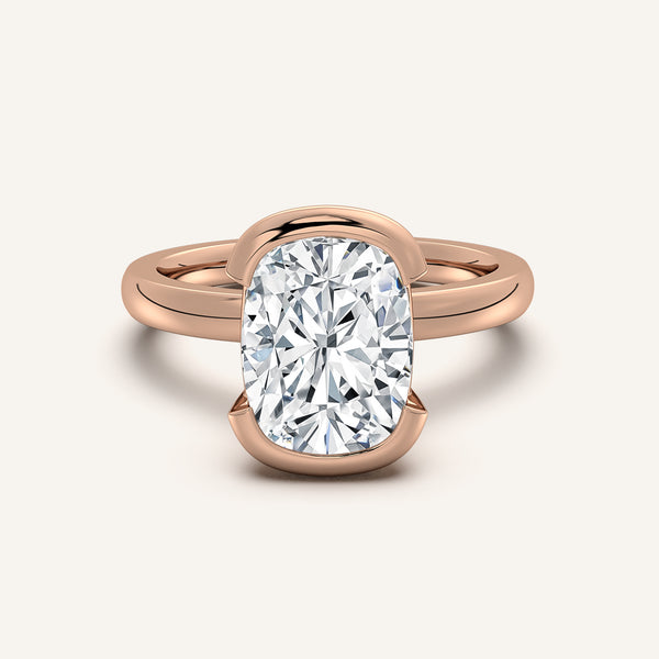 Half Bezel Engagement Ring | 14k Rose Gold