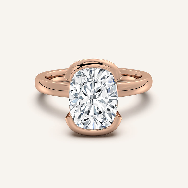 Image for Cushion Cut Half Bezel Engagement Ring | 18k Rose Gold