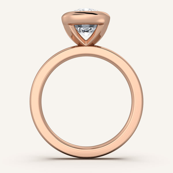 Half Bezel Engagement Ring | 18k Rose Gold