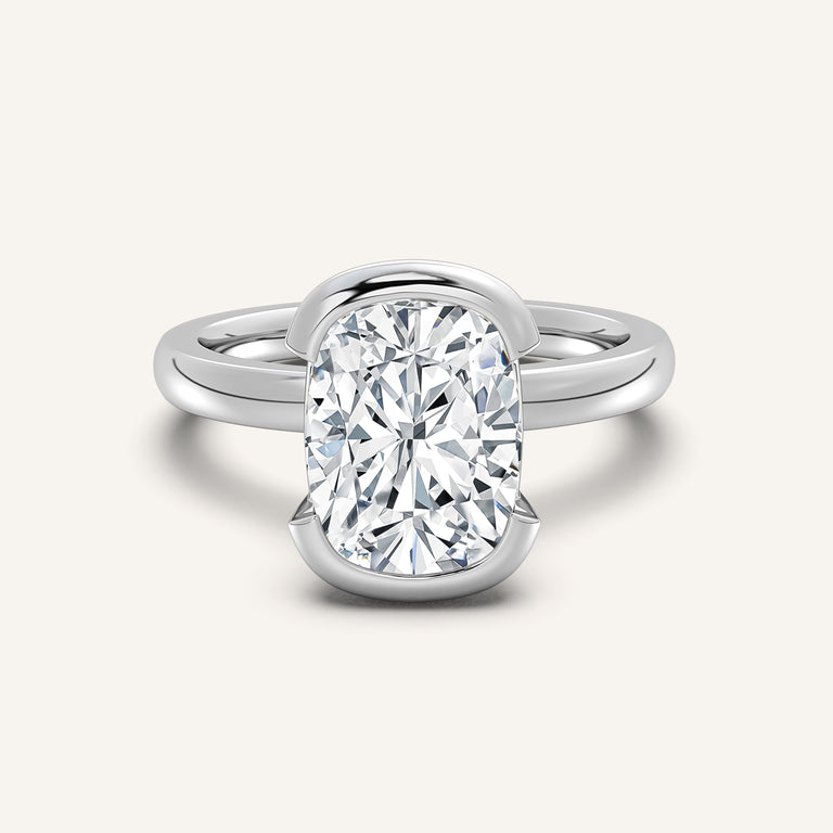 Image for Cushion Cut Half Bezel Engagement Ring | Platinum