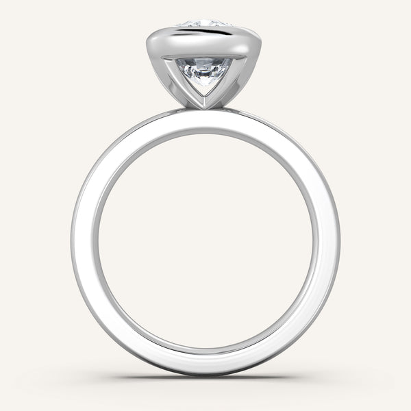 Half Bezel Engagement Ring | 14k White Gold