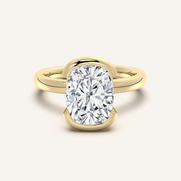 Half Bezel Engagement Ring | 18k Yellow Gold