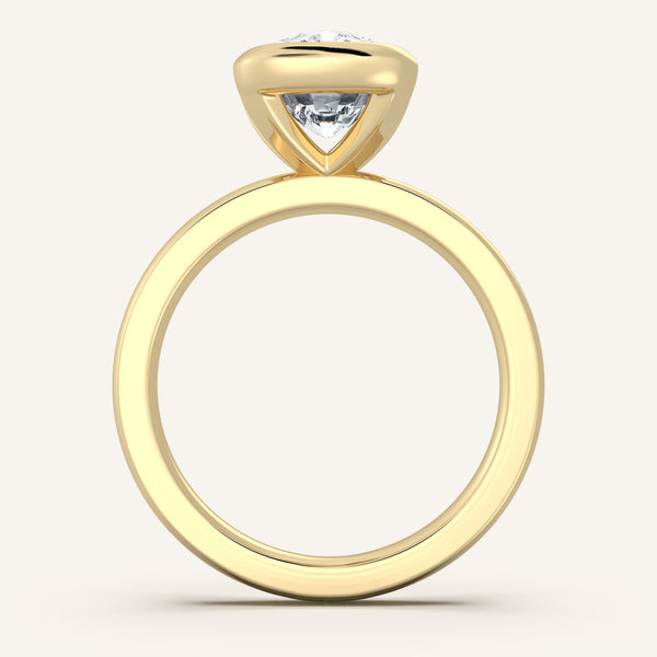 Half Bezel Engagement Ring | 14k Yellow Gold