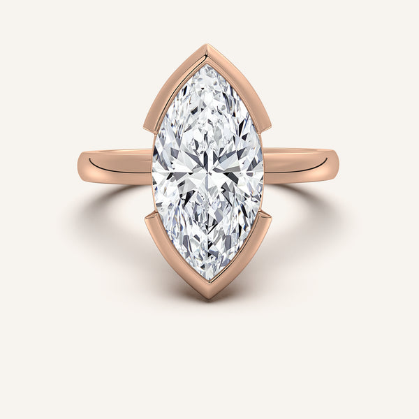 Half Bezel Engagement Ring | 18k Rose Gold