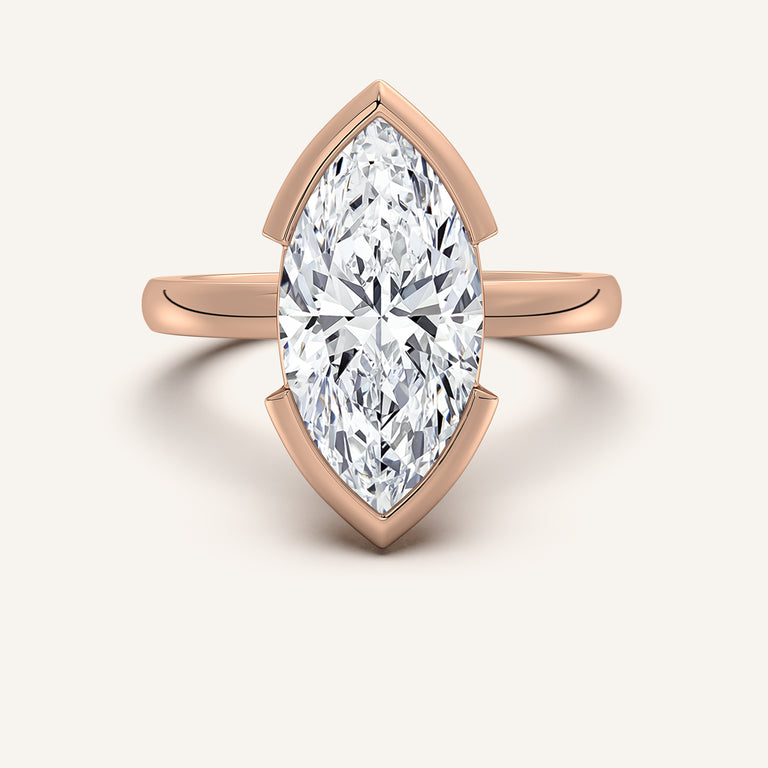 Image for Marquise Half Bezel Engagement Ring | 18k Rose Gold