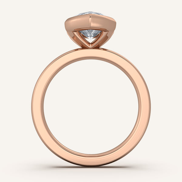 Half Bezel Engagement Ring | 18k Rose Gold