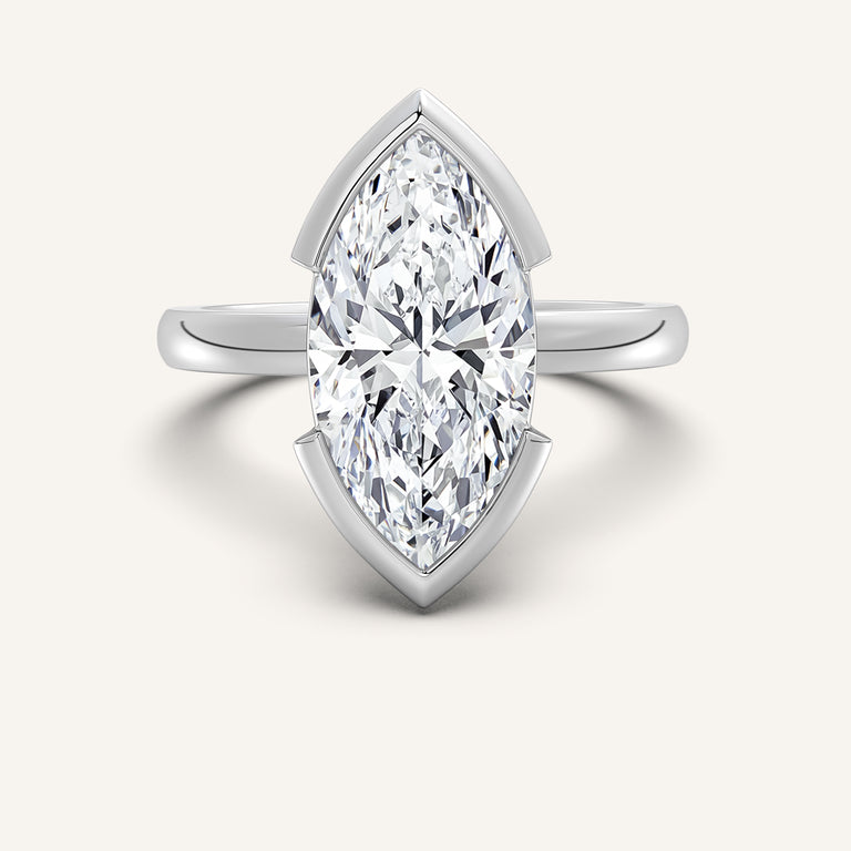 Image for Marquise Half Bezel Engagement Ring | Platinum