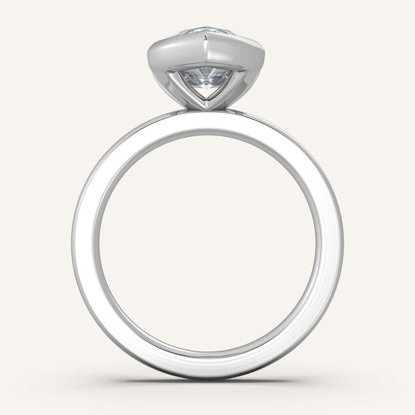 Half Bezel Engagement Ring | 18k White Gold