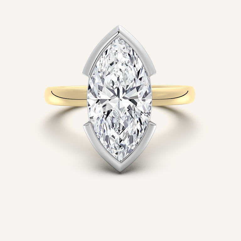 Image for Marquise Half Bezel Engagement Ring | 18k Two Tone