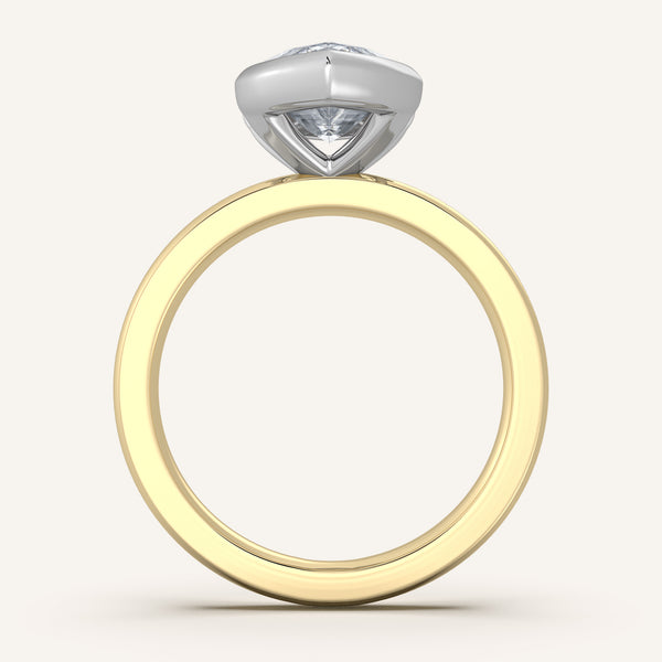 Marquise Half Bezel Engagement Ring | 18k Two Tone