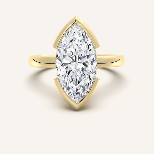 Half Bezel Engagement Ring | 18k Yellow Gold