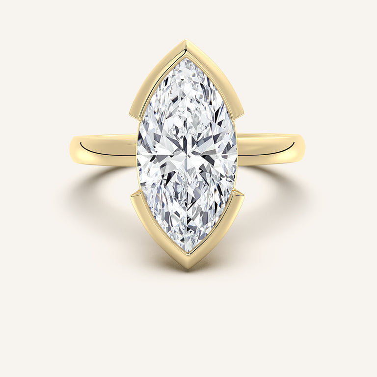 Image for Marquise Half Bezel Engagement Ring | 18k Yellow Gold