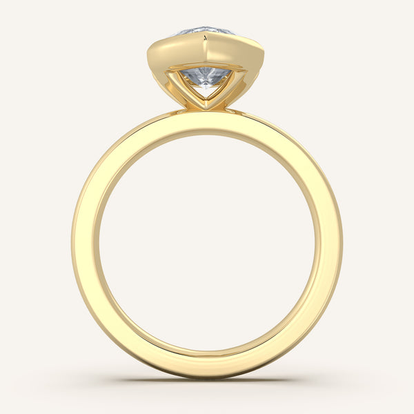 Half Bezel Engagement Ring | 18k Yellow Gold